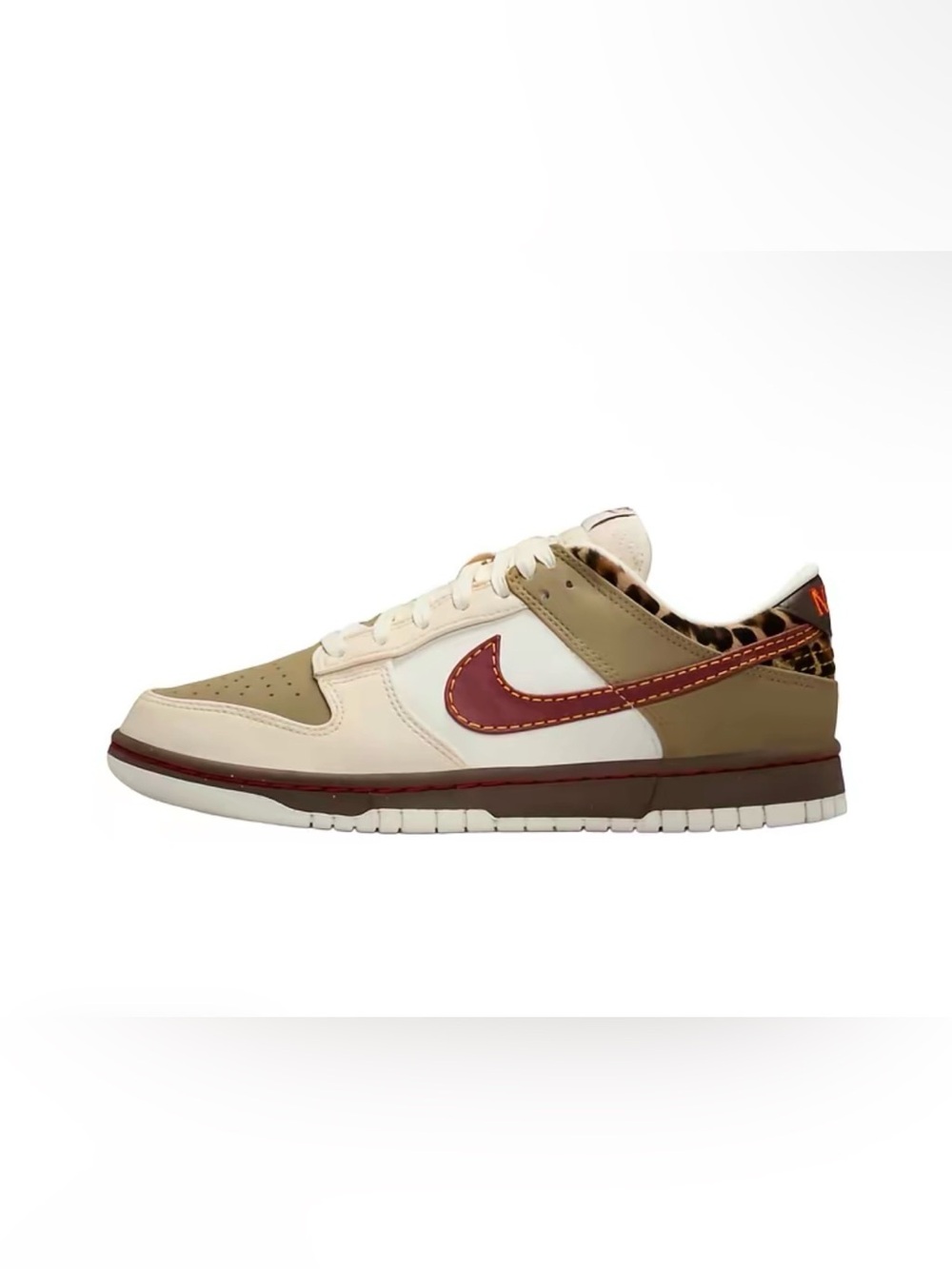 Nike Dunk Low Retro Leopard Khaki Team Red Women's shoes